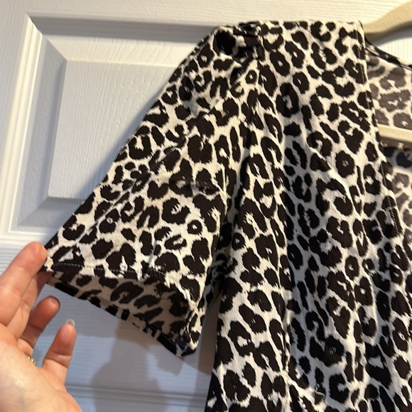 Something Navy Button Front Leopard Dress M - Picture 5 of 8